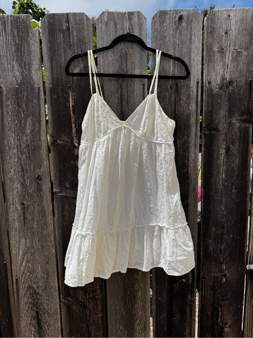 wild fable Cream Eyelet Tiered Mini Dress